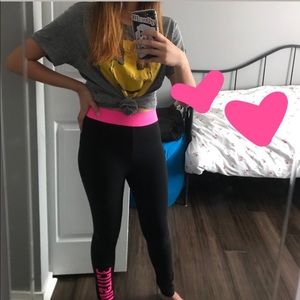 Black and pink Justice leggings